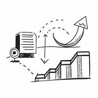 Silhouette of a pallet and a profit forecast chart symbolizing profit forecasting in double exposure with copy space concept as A silhouette of a pallet intertwined with a profit Clear vector