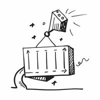 Silhouette of a cargo container and a revenue projection symbolizing financial projection in double exposure with copy space concept as A silhouette of a cargo container intertwin Clear vector