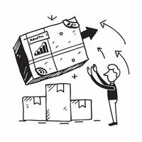 Silhouette of a cargo bay and a financial projection chart symbolizing financial forecasting in double exposure with copy space concept as A silhouette of a cargo bay intertwined Clear vector