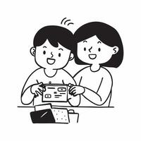 Siblings one with spina bifida playing games together concept as Siblings one of whom has spina bifida enjoying a game session together illustrating inclusive fun and s Clear vector