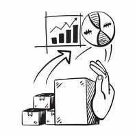 Silhouette of a cargo bay and a profit analysis graph symbolizing financial analysis in double exposure with copy space concept as A silhouette of a cargo bay intertwined with a p Clear vector