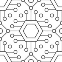 Showcase high tech circuit runs with minimal shading layering lines for a white balanced mosaic tile design concept as Convey advanced microchip influence via refined shapes and lu Clear vector