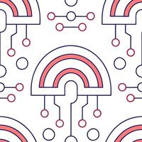Shape advanced AI circuit layouts into seamless patterns with bold shapes on white capturing machine learning progress for brand or product expansions concept as Emphasize circuit Clear vector