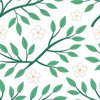 Serene spring nature seamless pattern with gentle tree branches and subtle flower details for calming decor concept as Calming spring nature pattern with tree branches and delicate Clear vector