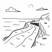 Serene Coastal Cliff Walk concept as A serene walking path along the coastal cliffs offers breathtaking views of the expansive sea below in Photo Stock Concept Clear vector
