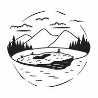 Scenic lake with reflection of mountains and forest concept as A scenic lake with the reflection of mountains and forest with ample copyspace for text representing the natural beau Clear vector