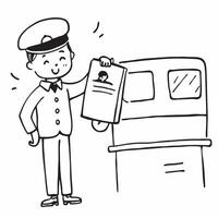 School Bus Driver on Duty concept as A school bus driver ensures safe passage for children depicted with a warm smile as they board the bus in Photo Stock Concept Clear vector