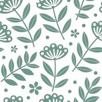 Scandinavian Nordic floral seamless tile pattern with muted greens and white for minimalist home decor concept as Muted green Nordic floral designs arranged seamlessly for minimali Clear vector