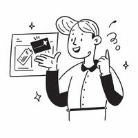 Salesperson using dynamic body language to demonstrate a product concept as A salesperson using dynamic body language to demonstrate a product emphasizing positive body language ap Clear vector