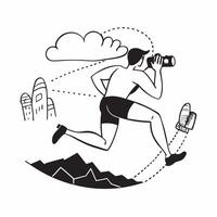 Runner in the Morning Mist concept as A runners silhouette against the misty backdrop offers a glimpse into morning fitness routines in nature in Photo Stock Concept Clear vector