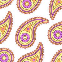 Retro paisley seamless pattern with vibrant colors and swirling designs for dynamic projects concept as Dynamic retro paisley pattern featuring vibrant colors and swirling designs Clear vector