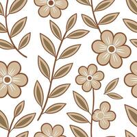 Retro spring nature seamless pattern with stylized flowers and muted earthy colors for vintage inspired designs concept as Vintage inspired spring nature pattern with stylized flow Clear Set 2 vector