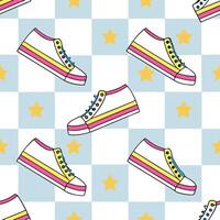 Retro checker seamless pattern with colorful squares and nostalgic vibes for playful designs concept as Playful retro checker pattern with colorful squares and nostalgic vibes perf Clear vector