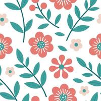Retro floral seamless pattern with abstract blooms and bold color contrasts for modern spring designs concept as Modern retro floral pattern with abstract blooms and bold color con Clear vector