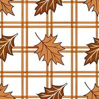 Retro autumn seamless pattern with warm plaid and fall leaf motifs for a nostalgic harvest design concept as Nostalgic autumn pattern with warm plaid and fall leaves perfect for re Clear vector