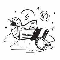 Relaxing beach scene with a straw hat and book concept as A relaxing beach scene with a straw hat and book with ample copyspace for text representing the leisurely and tranquil mom Clear vector