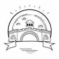 Rainbow Arch Over Historic Bridge concept as A historic bridge framed by a rainbow arch blending architectural grace with the splendor of natural colors in Photo Stock Concept Clear Set 2 vector