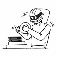 Racing Driver Preparing for Race concept as A racing driver prepares mentally and physically before a high speed race embodying determination and skill in Photo Stock Concept Clear vector