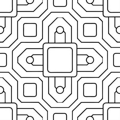 Produce abstract circuit squares angled connectors extensive white background projecting advanced hi tech patterns concept as Circuit squares meet angled connectors in repeated for Clear