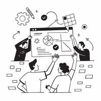 Privacy Focused Product Development concept as Product developers designing software and apps with a strong focus on user privacy and data security features in Photo Stock Concept Clear vector