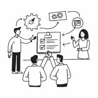 Process Automation Seminar concept as Seminar attendees learn about the benefits and implementation of process automation to reduce costs and errors in Photo Stock Concept Clear vector
