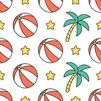 Playful summer seamless pattern with beach balls and vibrant tropical colors for a fun sunny atmosphere concept as Fun summer pattern with beach balls and vibrant tropical colors p Clear vector