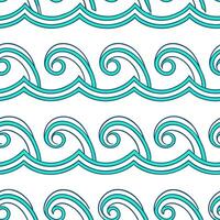Playful summer waves seamless pattern with curling waves and bright color accents for fun beach designs concept as Fun beach wave pattern with curling waves and bright accents idea Clear vector