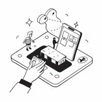 Pet Monitoring with Smart Cameras concept as A homeowner checks on their pets remotely using smart home cameras linked to their smartphoneSimple flat illustration in isometric sce Clear Set 2 vector