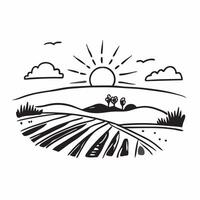 Pastoral Sunset concept as The sun sets over a pastoral landscape illuminating farm fields and livestock in a tranquil end to the day in Photo Stock Concept Clear Set 2 vector