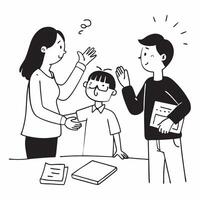 Parent using supportive body language while attending a school meeting concept as A parent using supportive body language while attending a school meeting emphasizing positive body Clear vector