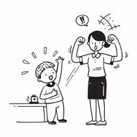 Parent using enthusiastic gestures to celebrate a childs achievement concept as A parent using enthusiastic gestures to celebrate a childs achievement emphasizing positive body lan Clear vector
