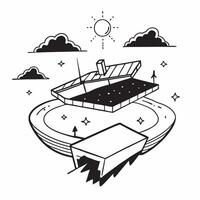 Overhead view of an urban canal with solar boat overlay symbolizing eco friendly waterways in double exposure with copy space concept as An overhead view of an urban canal intertw Clear vector