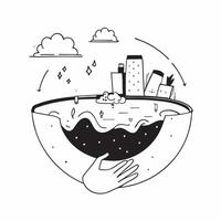 Overhead view of an urban area with bio swale overlay symbolizing eco friendly water management in double exposure with copy space concept as An overhead view of an urban area int Clear vector