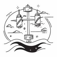 Overhead view of a waterfront with tidal energy overlay symbolizing green energy in double exposure with copy space concept as An overhead view of a waterfront blended with tidal Clear Set 2 vector