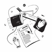 Overhead view of a workspace with a book and reading glasses symbolizing study and focus in double exposure with copy space concept as An overhead view of a workspace intertwined Clear vector