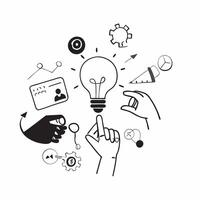 Overhead view of a team leader with digital concepts and tech overlay symbolizing collaborative innovation in leadership in double exposure with copy space concept as An overhead Clear vector