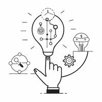 Overhead view of a leader with tech circuits and innovation symbols overlay symbolizing digital leadership in double exposure with copy space concept as An overhead view of a lead Clear vector
