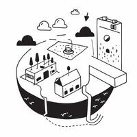 Overhead view of a downtown area with smart irrigation and green rooftops symbolizing eco friendly city planning in double exposure with copy space concept as An overhead view of Clear vector