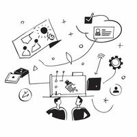 Overhead view of a corporate office with artificial intelligence and network overlay symbolizing AI driven business in double exposure with copy space concept as An overhead view Clear Set 2 vector