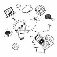 Overhead view of a corporate setting with AI solutions and tech overlay symbolizing AI driven business innovation in double exposure with copy space concept as An overhead view of Clear vector