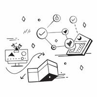Overhead view of a company with blockchain and data streams overlay symbolizing blockchain innovation in business in double exposure with copy space concept as An overhead view of Clear vector
