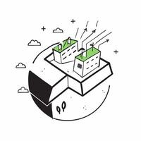Overhead view of a cityscape with green roof overlay symbolizing sustainable architecture in double exposure with copy space concept as An overhead view of a cityscape blended wit Clear vector
