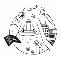 Overhead view of a city with smart grids and renewable energy symbolizing sustainable urban infrastructure in double exposure with copy space concept as An overhead view of a city Clear vector