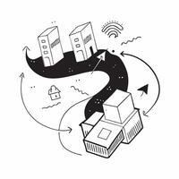Overhead view of a city with energy efficient windows overlay symbolizing green urban design in double exposure with copy space concept as An overhead view of a city blended with Clear vector