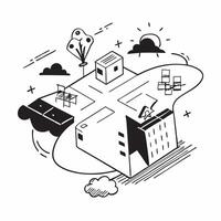 Overhead view of a city with energy efficient windows overlay symbolizing green urban design in double exposure with copy space concept as An overhead view of a city blended with Clear Set 2 vector