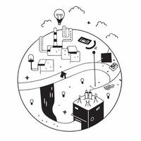 Overhead view of a city with community parks and smart lighting systems symbolizing green urban recreation in double exposure with copy space concept as An overhead view of a city Clear vector