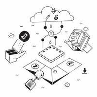 Overhead view of a business hub with blockchain and digital overlay symbolizing blockchain innovation in business in double exposure with copy space concept as An overhead view of Clear Set 2 vector