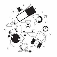 Overhead view of a business office with big data and tech overlay symbolizing big data innovation in business in double exposure with copy space concept as An overhead view of a b Clear Set 2 vector