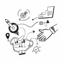 Overhead view of a business environment with robotics and tech overlay symbolizing robotics innovation in business in double exposure with copy space concept as An overhead view o Clear Set 2 vector