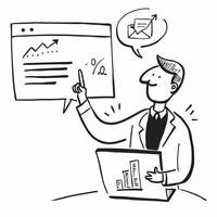 Online University Lecture concept as A university professor delivers a comprehensive lecture on economics in a fully interactive online setup in Photo Stock Concept Clear vector